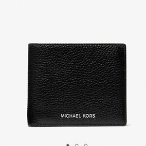 NEW Michael Kors Cooper Pebbled Leather Billfold Wallet With Passcase